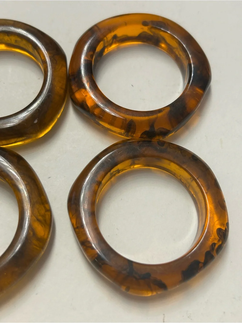 Amber Faux Tortoise Shell Resin Napkin Rings Set of 6 Crown & Ivy
